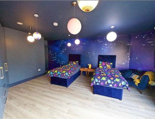 Beautiful laminate wood flooring in a children's room